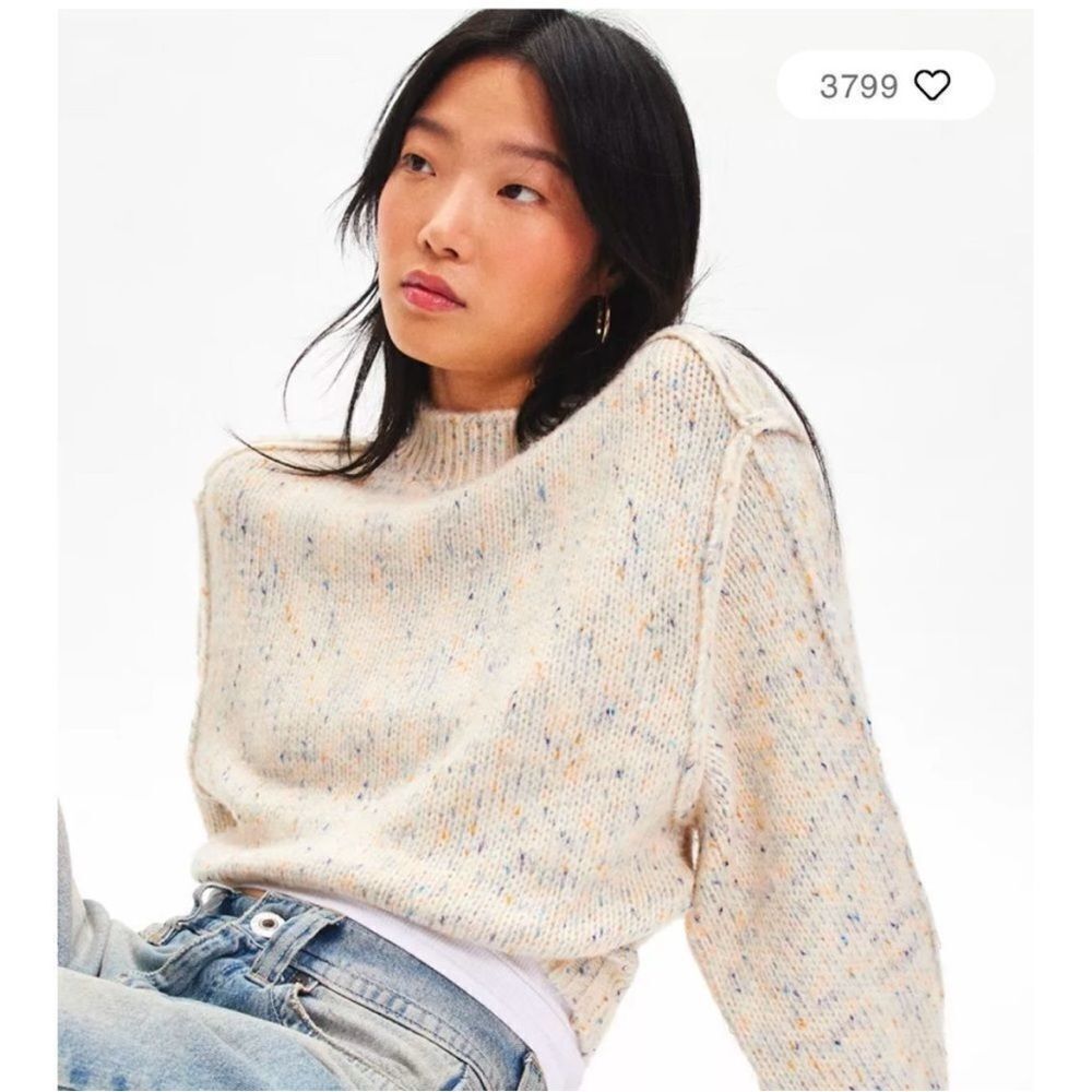 Urban Outfitters Kimchi Blue Elise Confetti Knit Mockneck Pullover Ivory XS